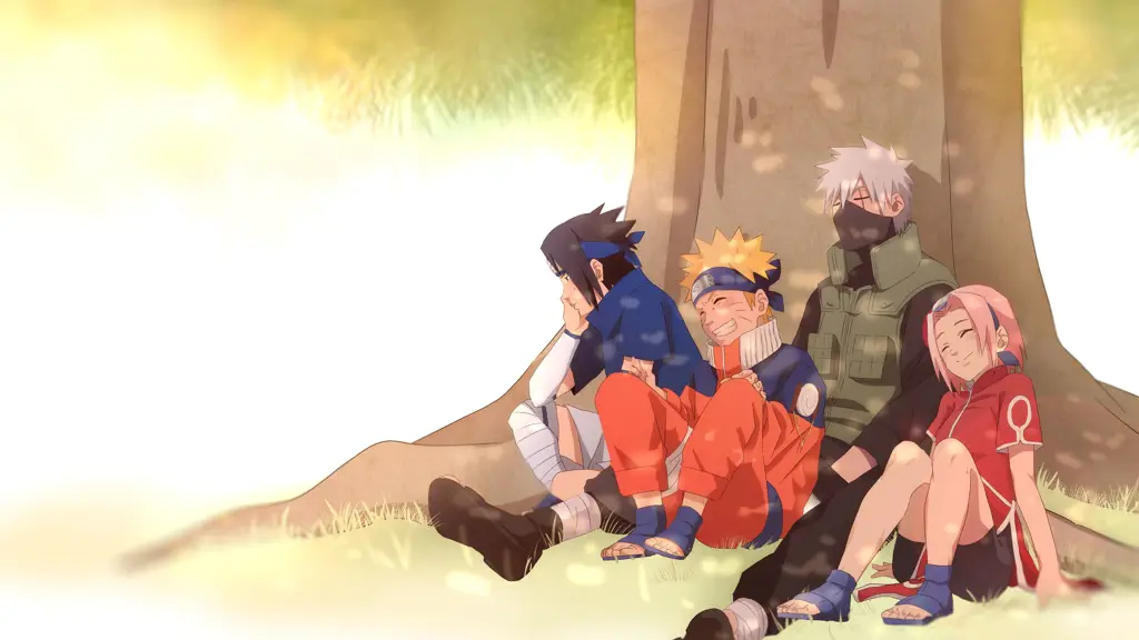 Gambar Naruto dan teman-temannya merayakan kesuksesan