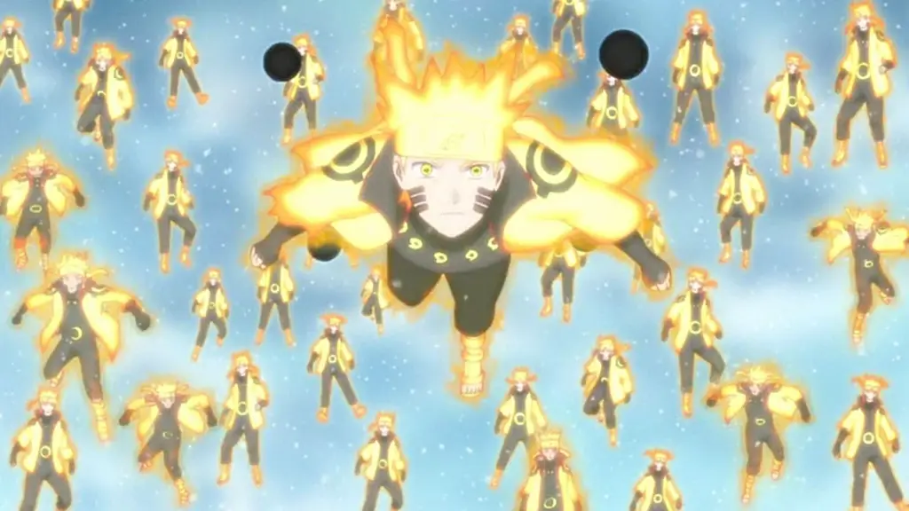 Gambar Naruto berlatih dengan klon bayangan