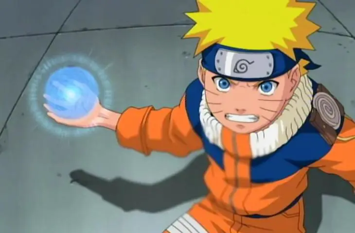 Naruto menggunakan Rasengan di tengah hutan Indonesia.