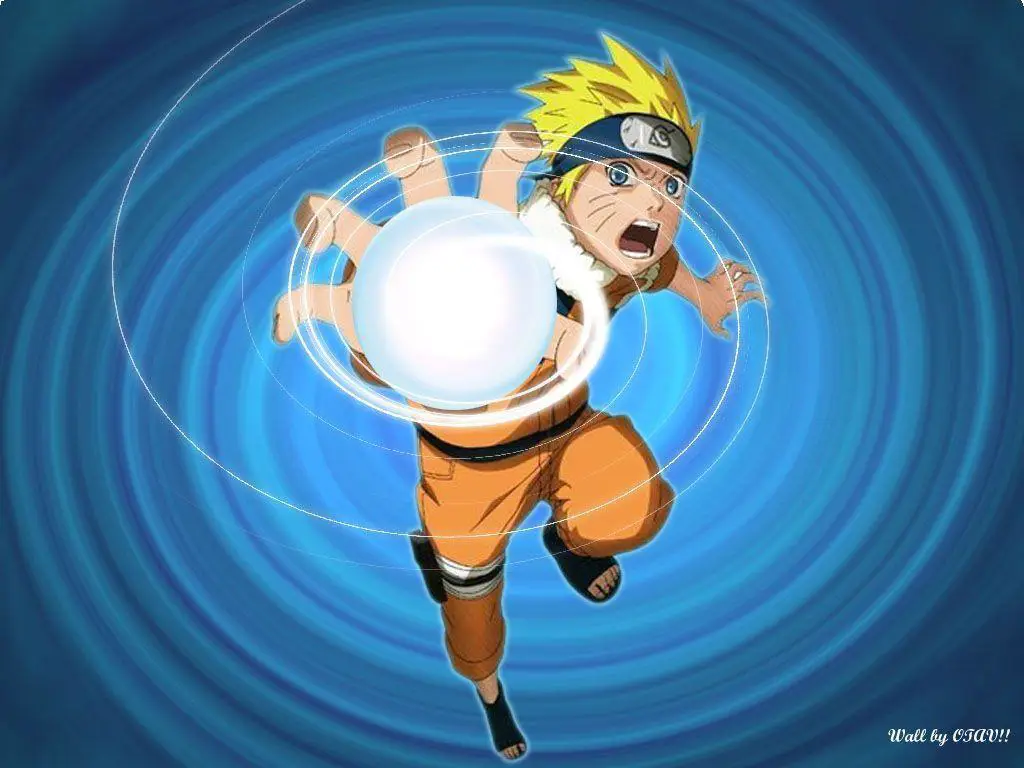 Naruto menggunakan teknik Rasengan.