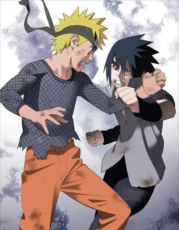 Gambar pertarungan Naruto dan Sasuke di Perang Dunia Shinobi Keempat