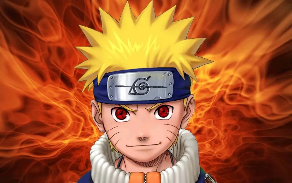 Gambar close-up wajah Naruto dengan detail yang menakjubkan