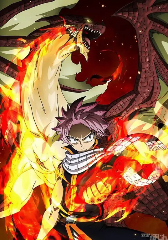 Natsu Dragneel, salah satu karakter paling populer di Fairy Tail Gambar Natsu Dragneel, karakter utama Fairy Tail
