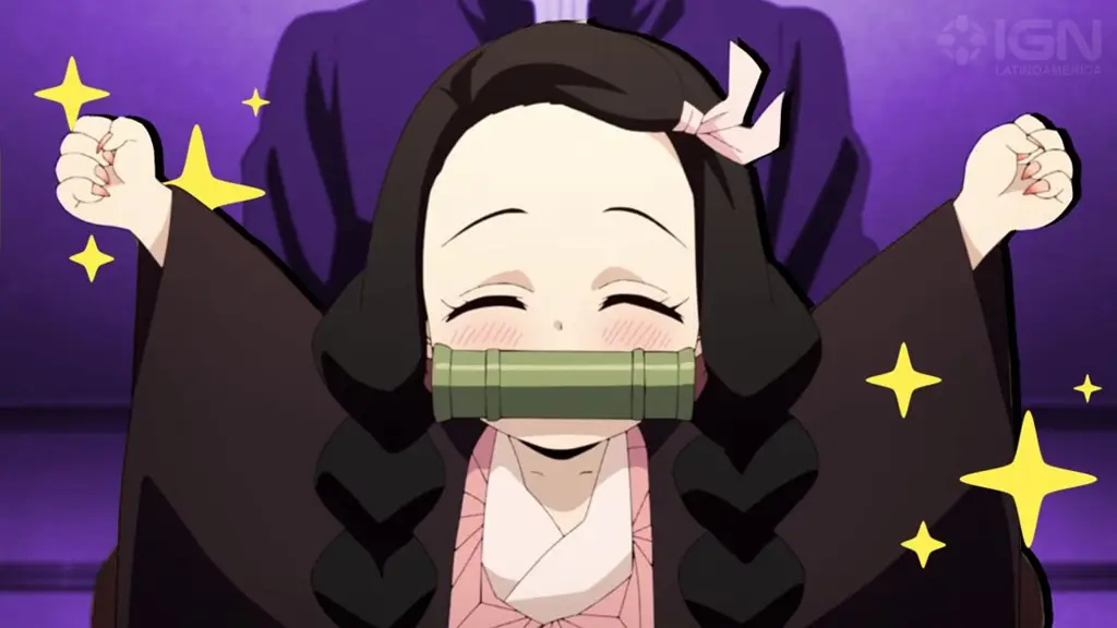 Nezuko dalam wujud iblisnya Nezuko Kamado, adik Tanjiro yang menjadi iblis