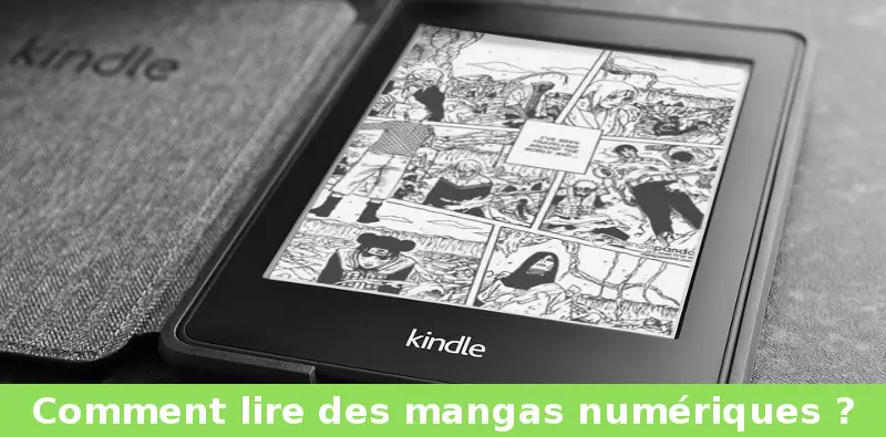 Seseorang membaca manga di tablet