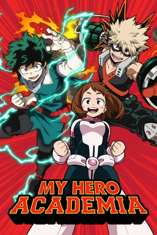 Logo My Hero Academia dengan logo layanan streaming legal