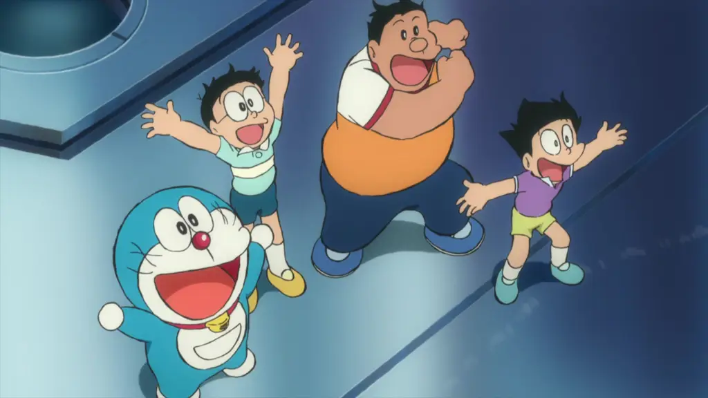 Gambar Nobita dan Doraemon sedang berpetualang