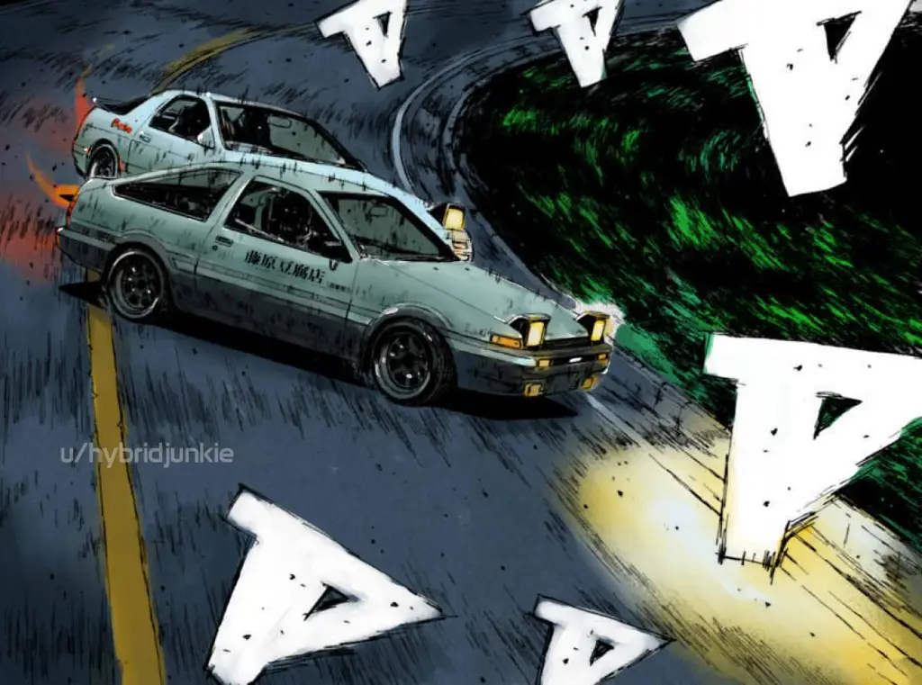 Screenshot anime Initial D dengan subtitle Indonesia