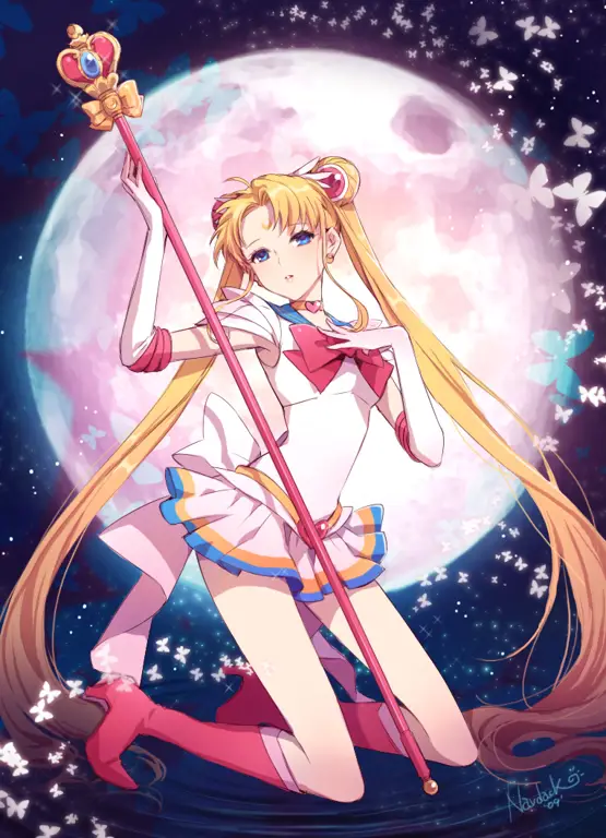 Gambar anime Sailor Moon klasik dengan gaya gambar tahun 90-an