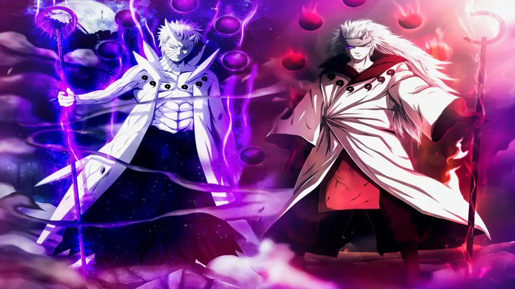 Gambar panel manga Obito dan Madara Uchiha berinteraksi