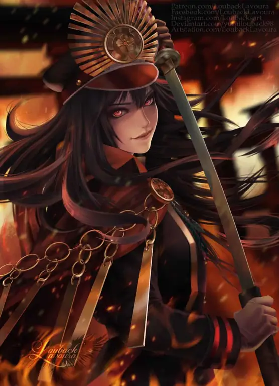 Ilustrasi Oda Nobunaga dalam gaya anime