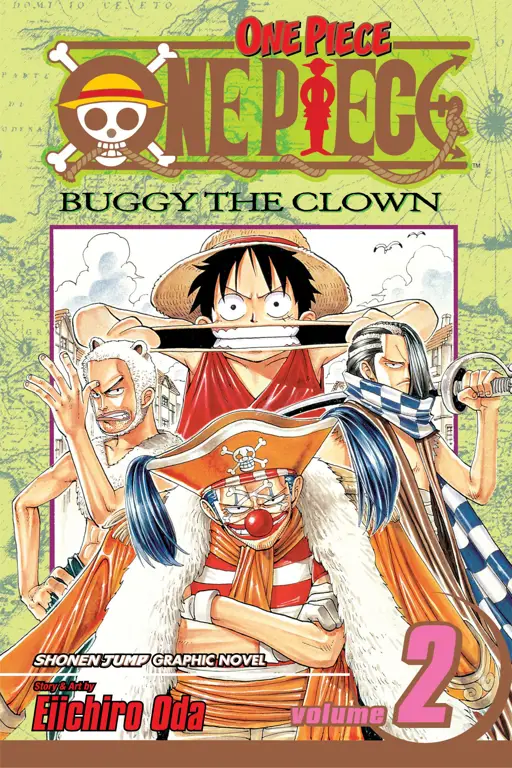 Gambar berbagai volume manga One Piece yang tersedia secara online.