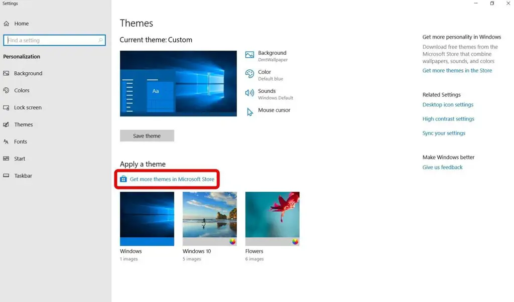 Gambar berbagai opsi kustomisasi Windows 10