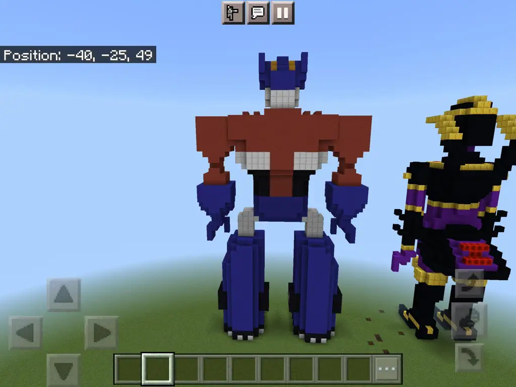 Animasi Optimus Prime di dunia Minecraft