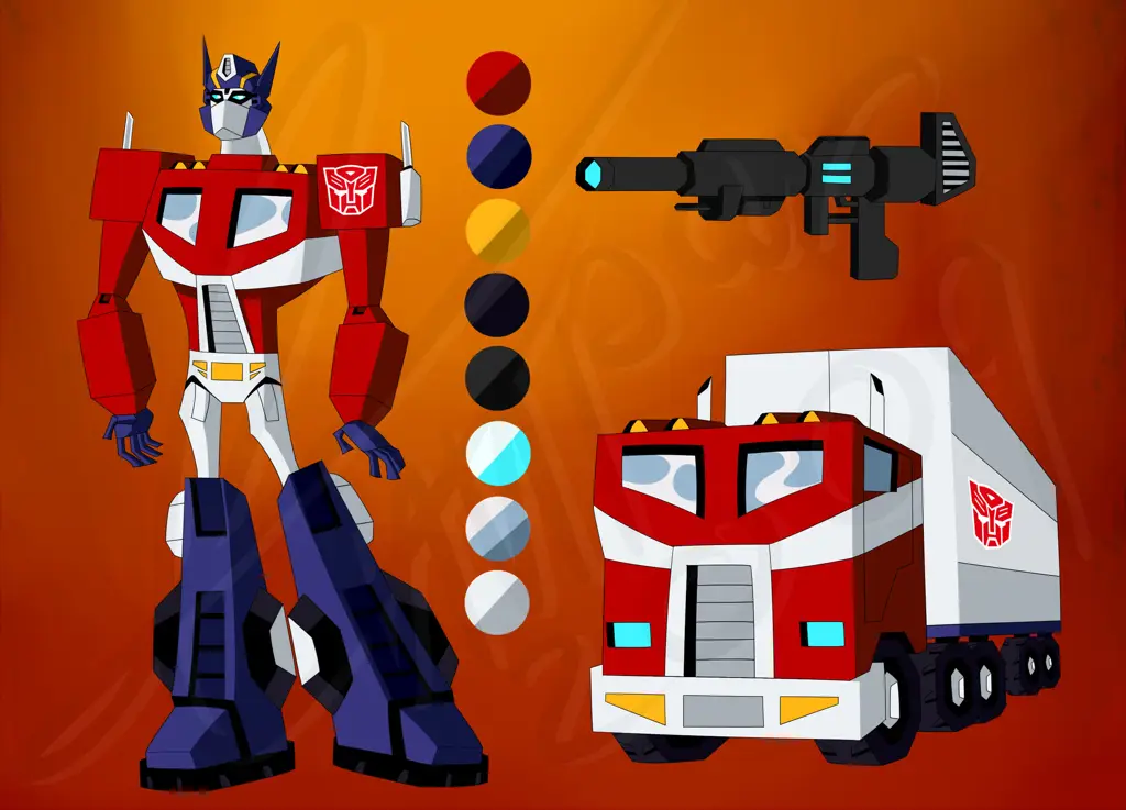 Desain Optimus Prime dalam Transformers Animated