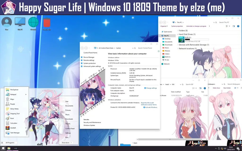 Paket tema anime untuk Windows 10