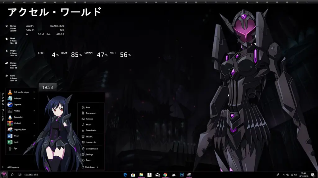 Gambar berbagai macam tema Windows 10 anime dalam satu paket