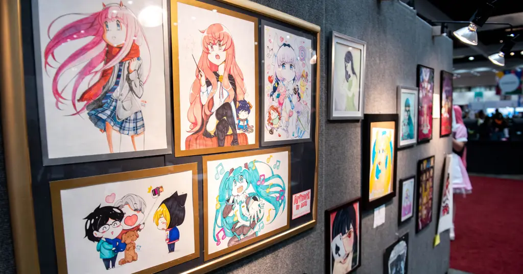 Pameran di museum anime yang menampilkan berbagai karya seni dan teknologi.