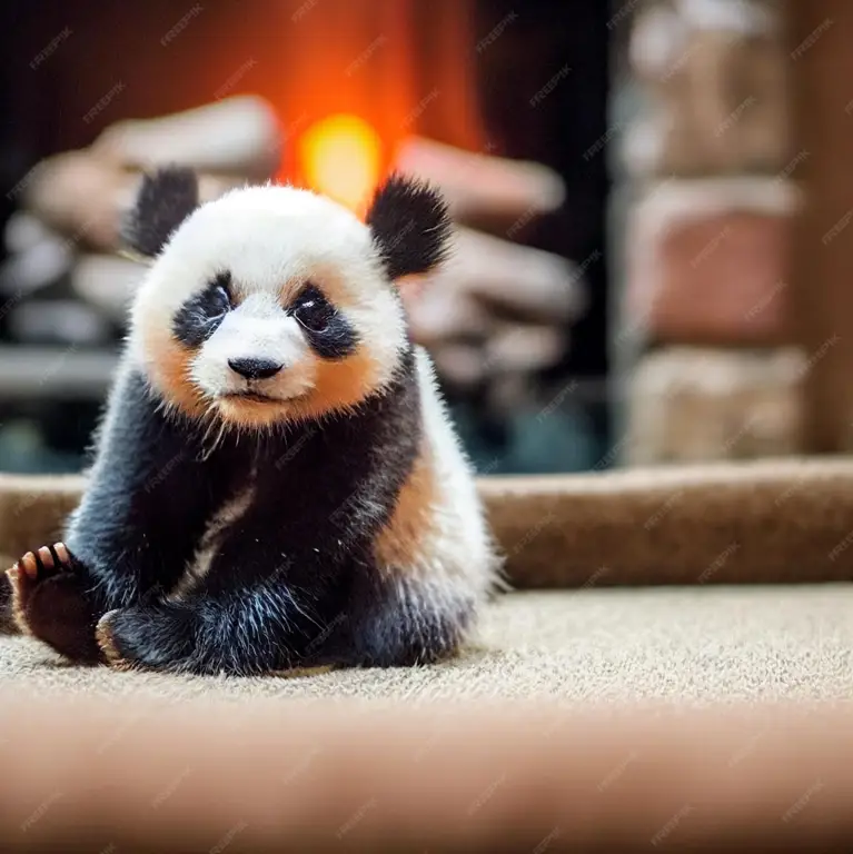 Bayi panda yang menggemaskan sedang makan bambu