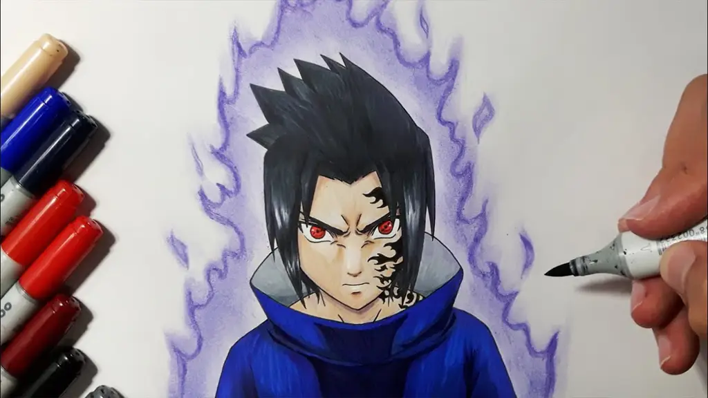 Tutorial menggambar Sasuke Uchiha