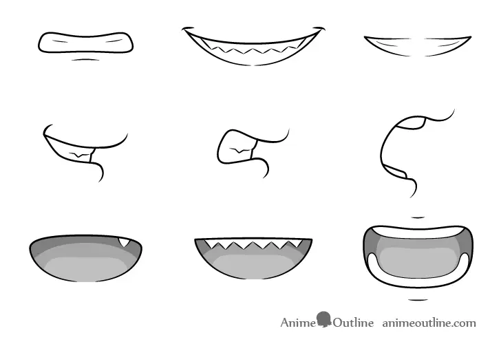 Gambar tutorial menggambar senyum anime