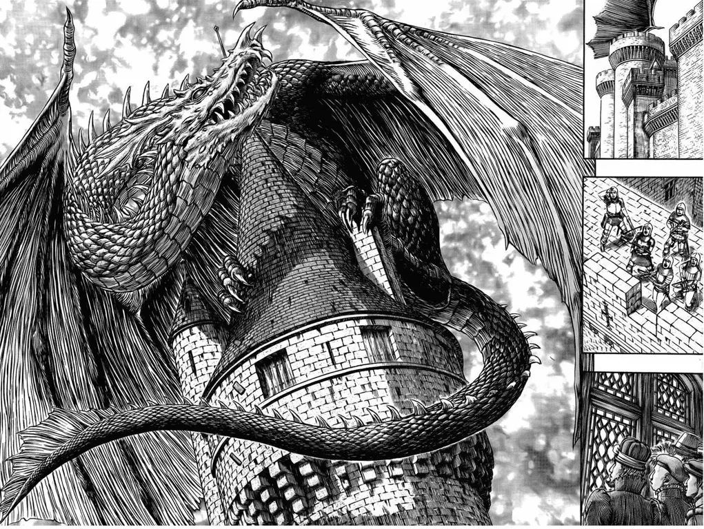 Gambar panel manga Berserk yang dramatis