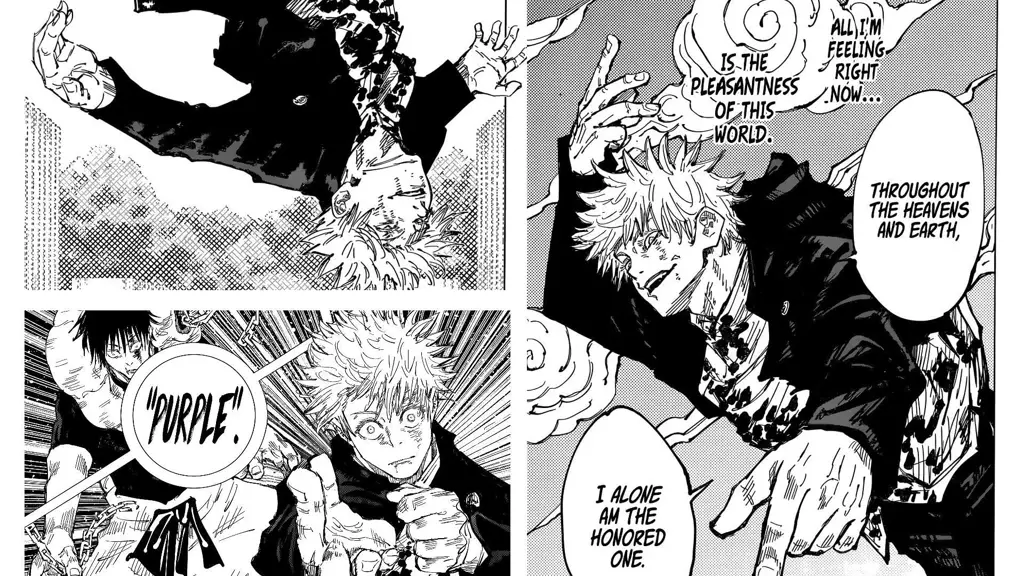 Panel-panel manga Jujutsu Kaisen yang menampilkan aksi pertarungan