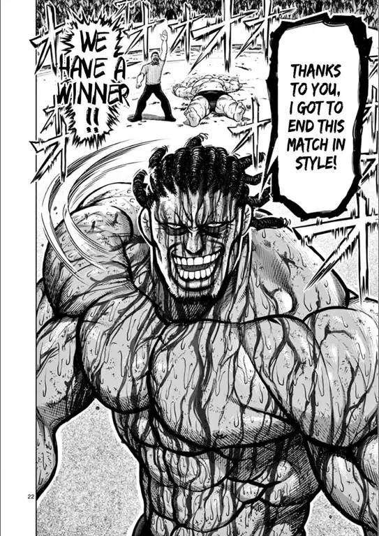 Gambar yang menampilkan beberapa panel manga Kengan Ashura