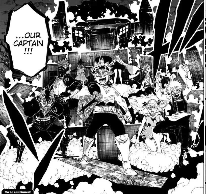 Panel-panel manga Black Clover yang menampilkan adegan pertarungan