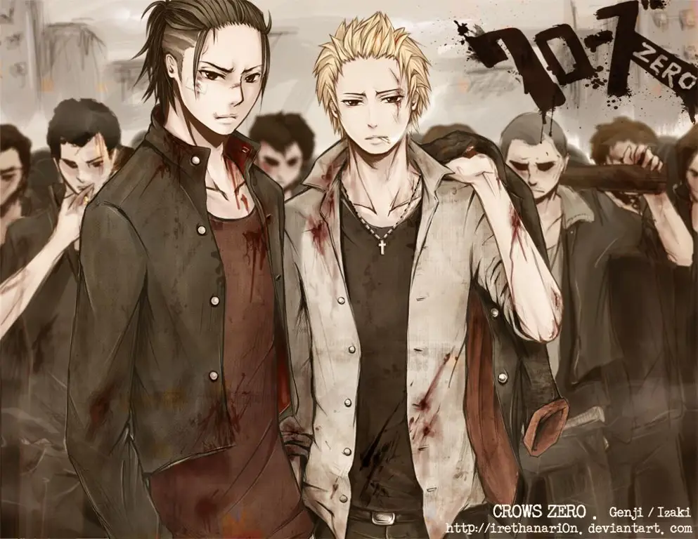 Panel-panel manga Crows Zero yang menampilkan karakter-karakter utamanya.