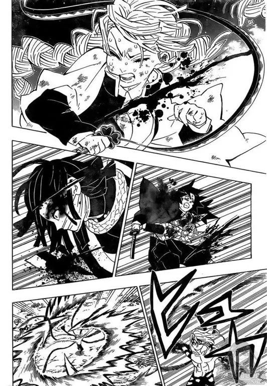 Panel-panel manga Kimetsu no Yaiba yang menampilkan detail cerita dan artwork yang indah.