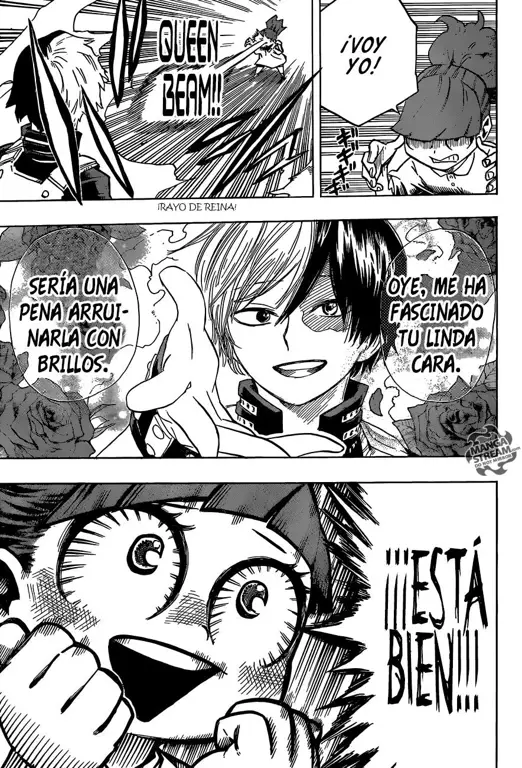 Panel-panel manga My Hero Academia yang menampilkan karakter dan aksi yang dinamis