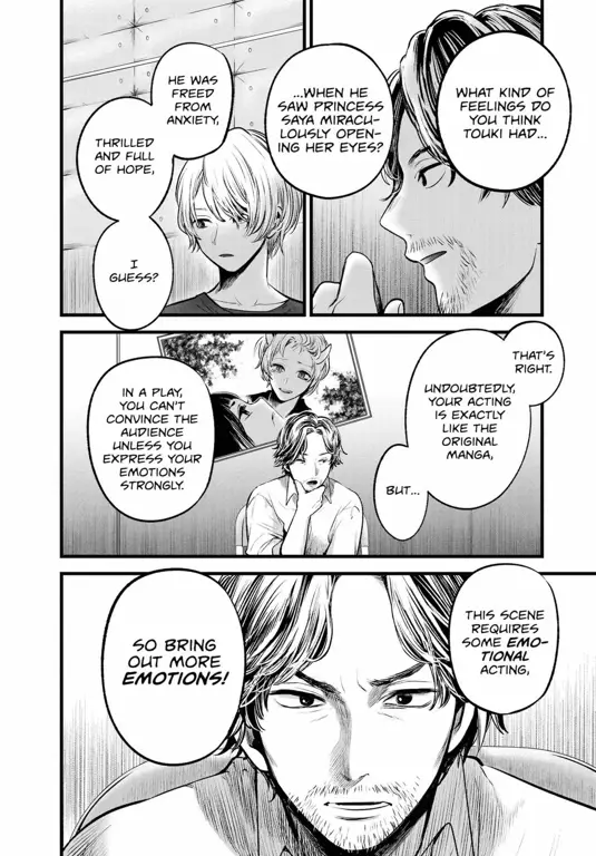 Panel-panel manga dari Oshi no Ko chapter 50 yang menampilkan adegan penting.