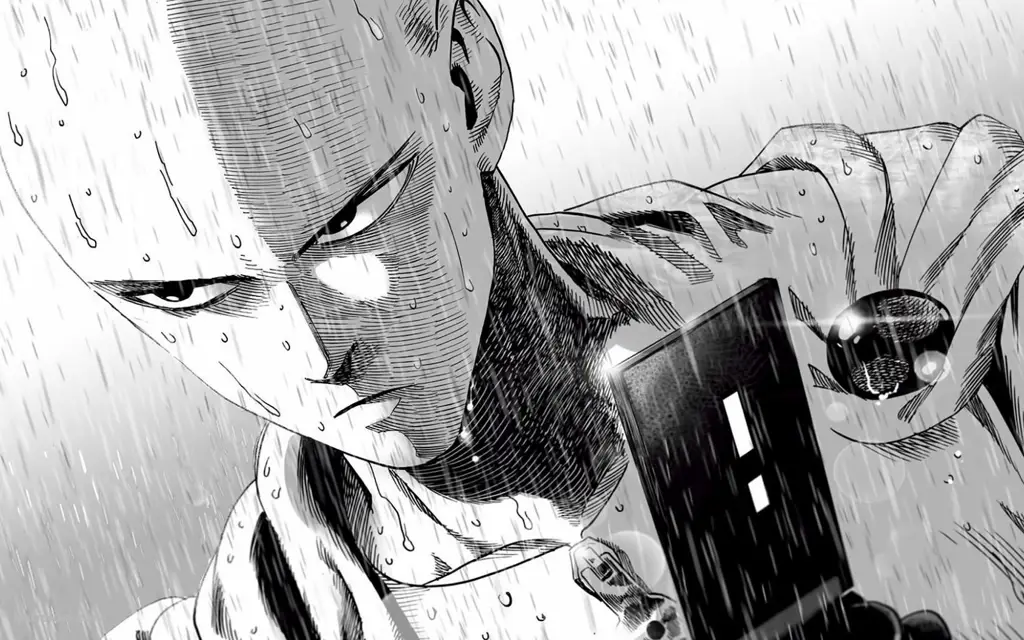 Contoh panel manga One Punch Man yang dinamis