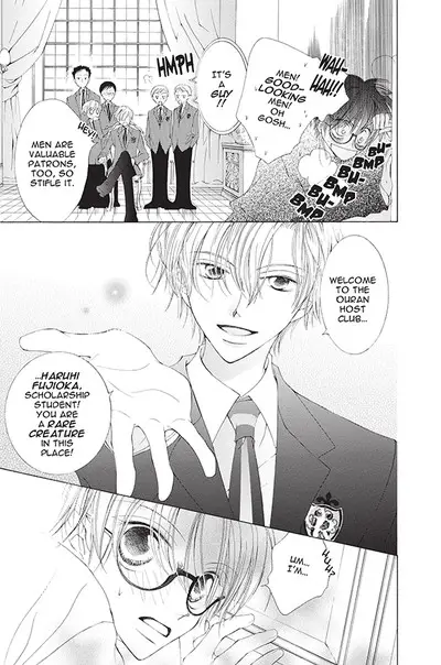 Gambar panel-panel dari manga Ouran Koukou Host Club