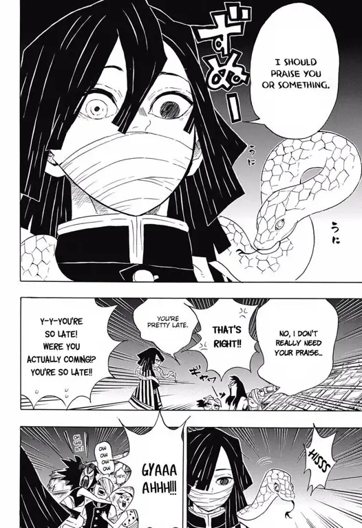 Gambar panel-panel penting dari chapter 8 Kimetsu no Yaiba: Hashira Geiko-hen