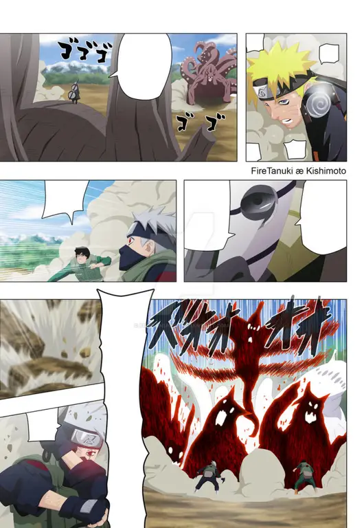 Gambar panel-panel penting di komik Naruto 705