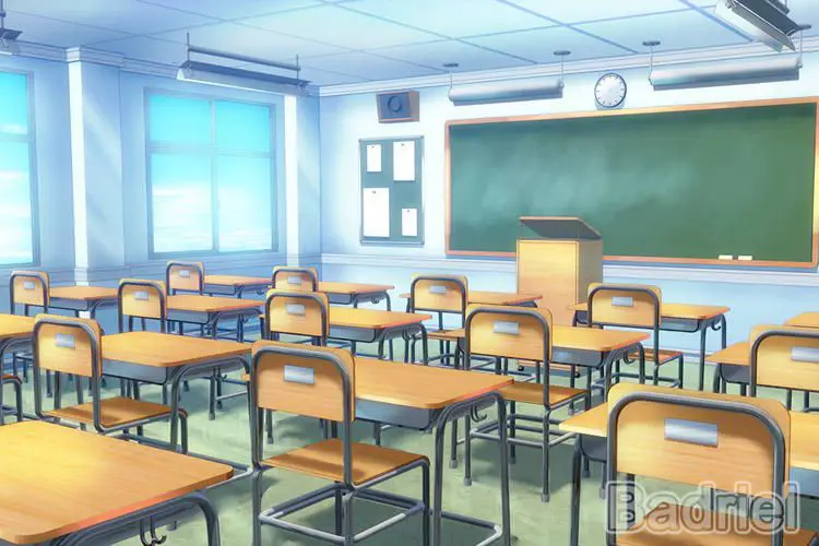 Gambar papan tulis di ruang kelas anime Jepang