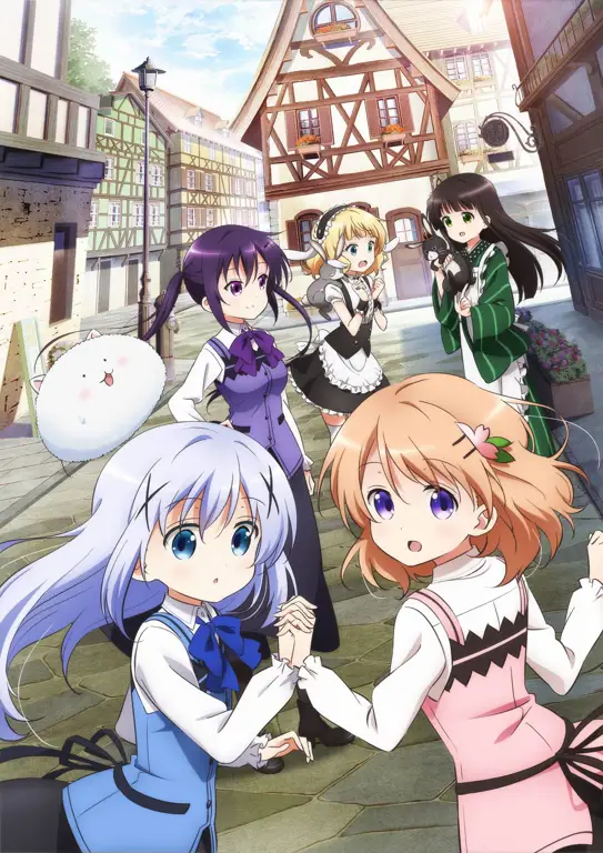 Gambar para karakter utama Gochuumon wa Usagi desu ka?