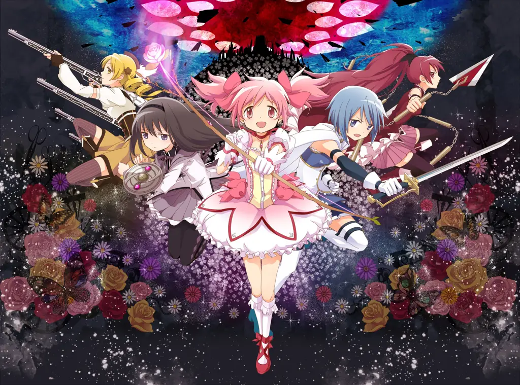 Gambar para gadis sihir dalam Madoka Magica