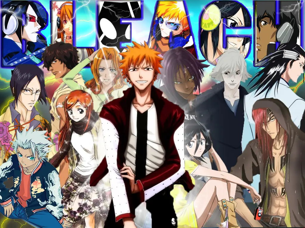 Gambar sekelompok karakter dari manga Bleach