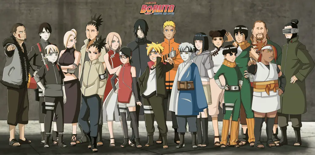 Gambar para karakter utama dalam anime Boruto