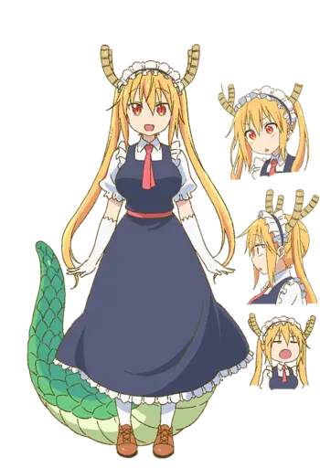 Gambar para karakter utama di anime Dragon Maid