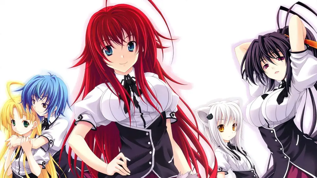 Gambar karakter-karakter utama dalam anime High School DxD