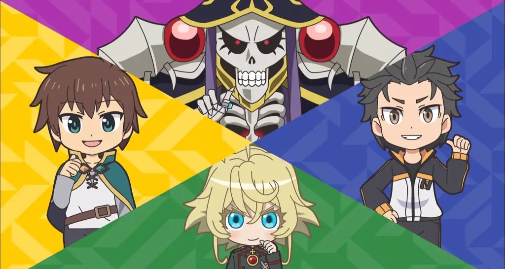 Gambar karakter-karakter utama Isekai Quartet