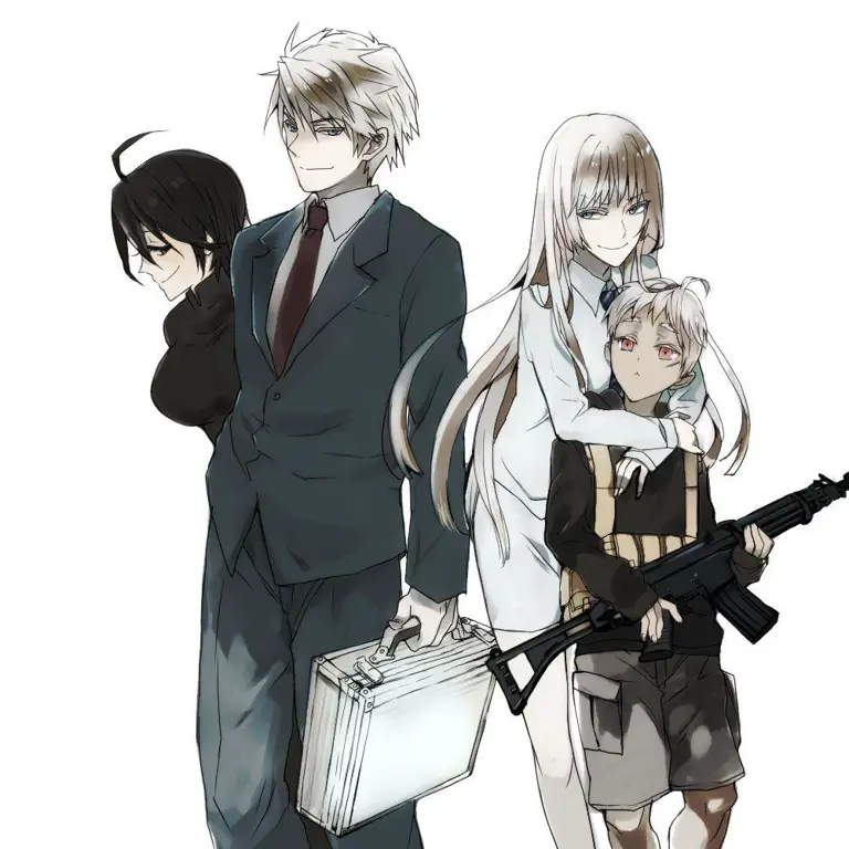 Gambar para karakter utama dalam anime Jormungand