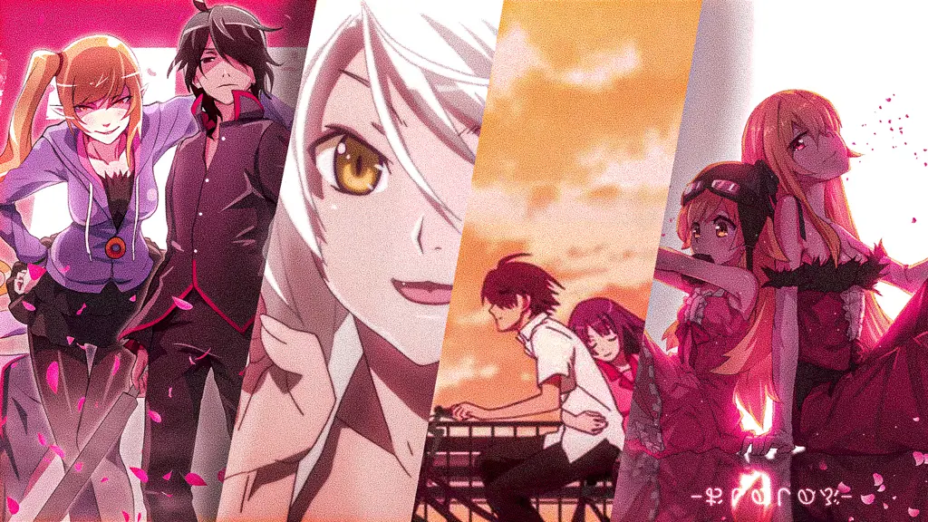 Gambar para karakter dalam seri anime Monogatari