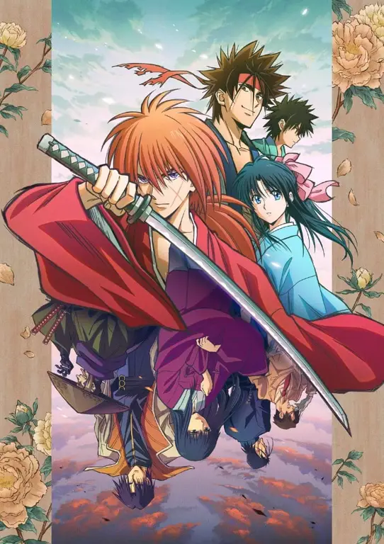 Gambar kumpulan karakter utama Rurouni Kenshin