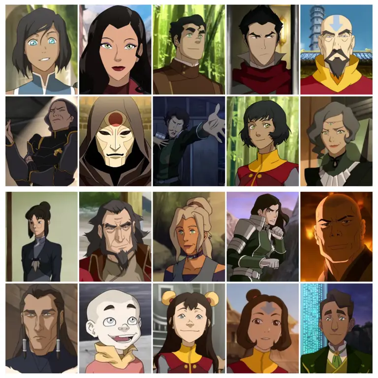 Gambar para karakter penting dalam serial Avatar: The Legend of Korra.