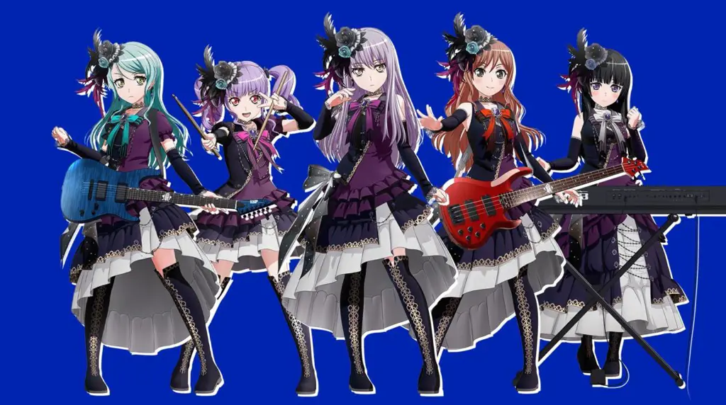 Ilustrasi para anggota band Roselia